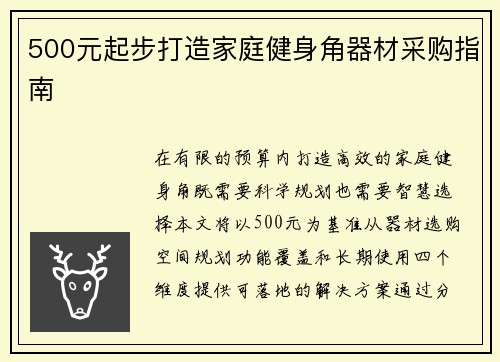 500元起步打造家庭健身角器材采购指南